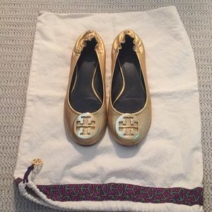 Gold Tory Burch ballet flats